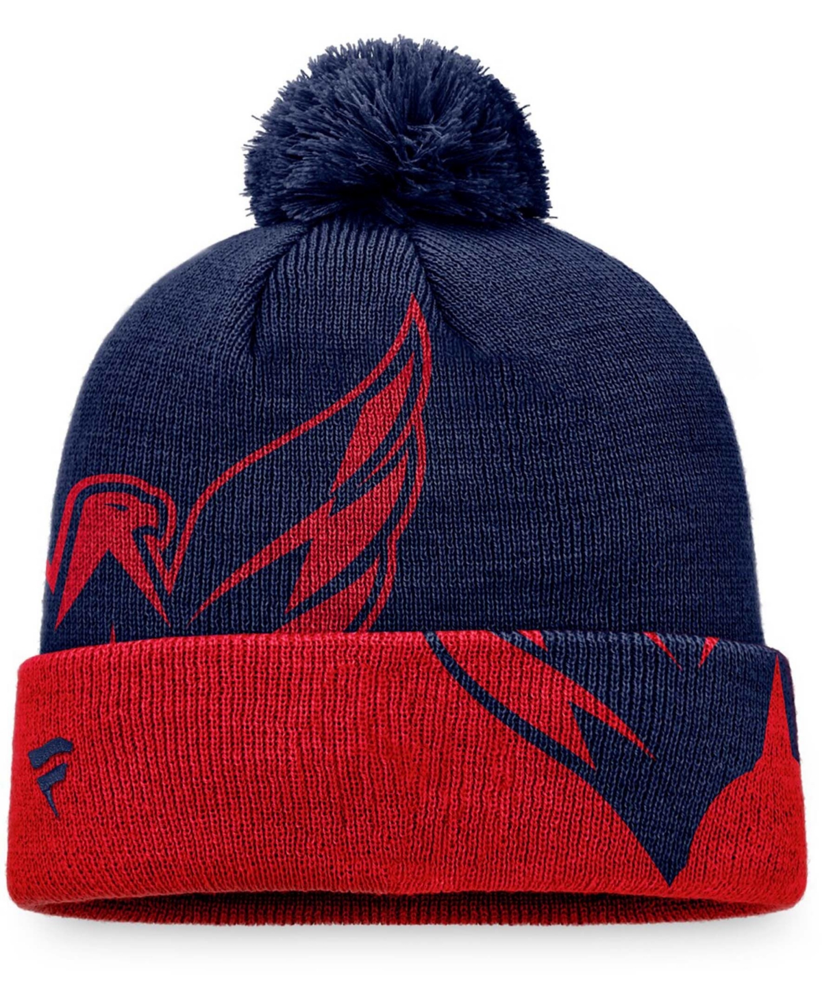 Shop Fanatics Men's Navy, Red Washington Capitals Block Party Cuffed Knit Hat With Pom In Navy,red