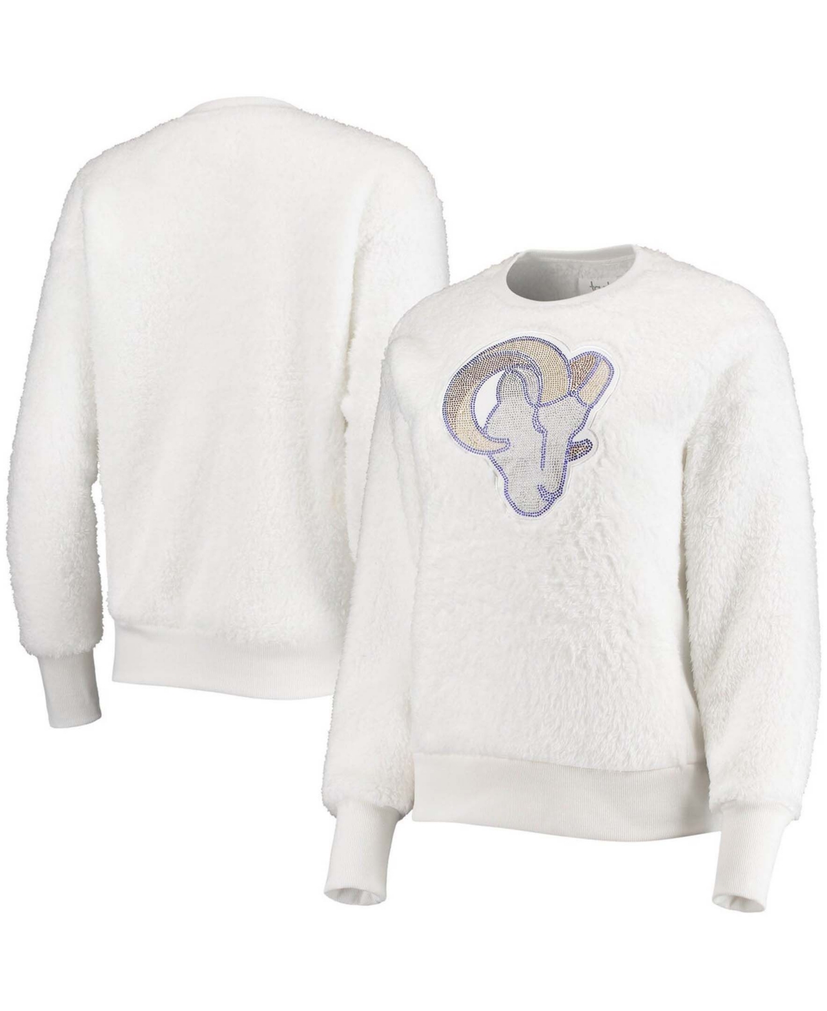 Women's White Los Angeles Rams Milestone Tracker Pullover Sweatshirt - White