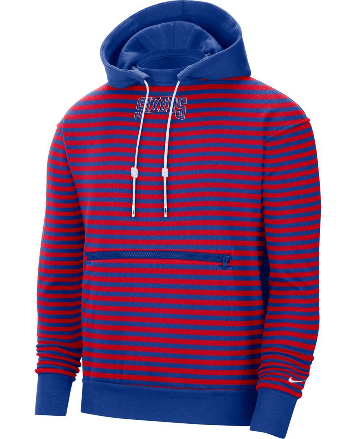 Men'sand Royal Philadelphia 76ers 75th Anniversary Courtside Striped Pullover Hoodie - Red