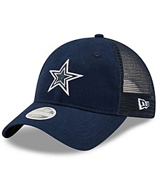 Women's Navy Dallas Cowboys Primary Logo Glam Trucker 9Twenty Snapback Hat