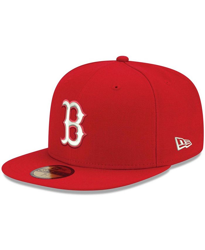 New Era Men's Red Boston Red Sox Logo White 59FIFTY Fitted Hat Red/Red