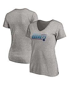 Women's Plus Size Heather Gray Charlotte Hornets Mascot In Bounds V-Neck T-shirt