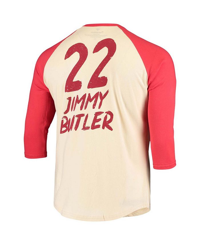 Men's Fanatics Branded Jimmy Butler Cream/Red Miami Heat Raglan 3