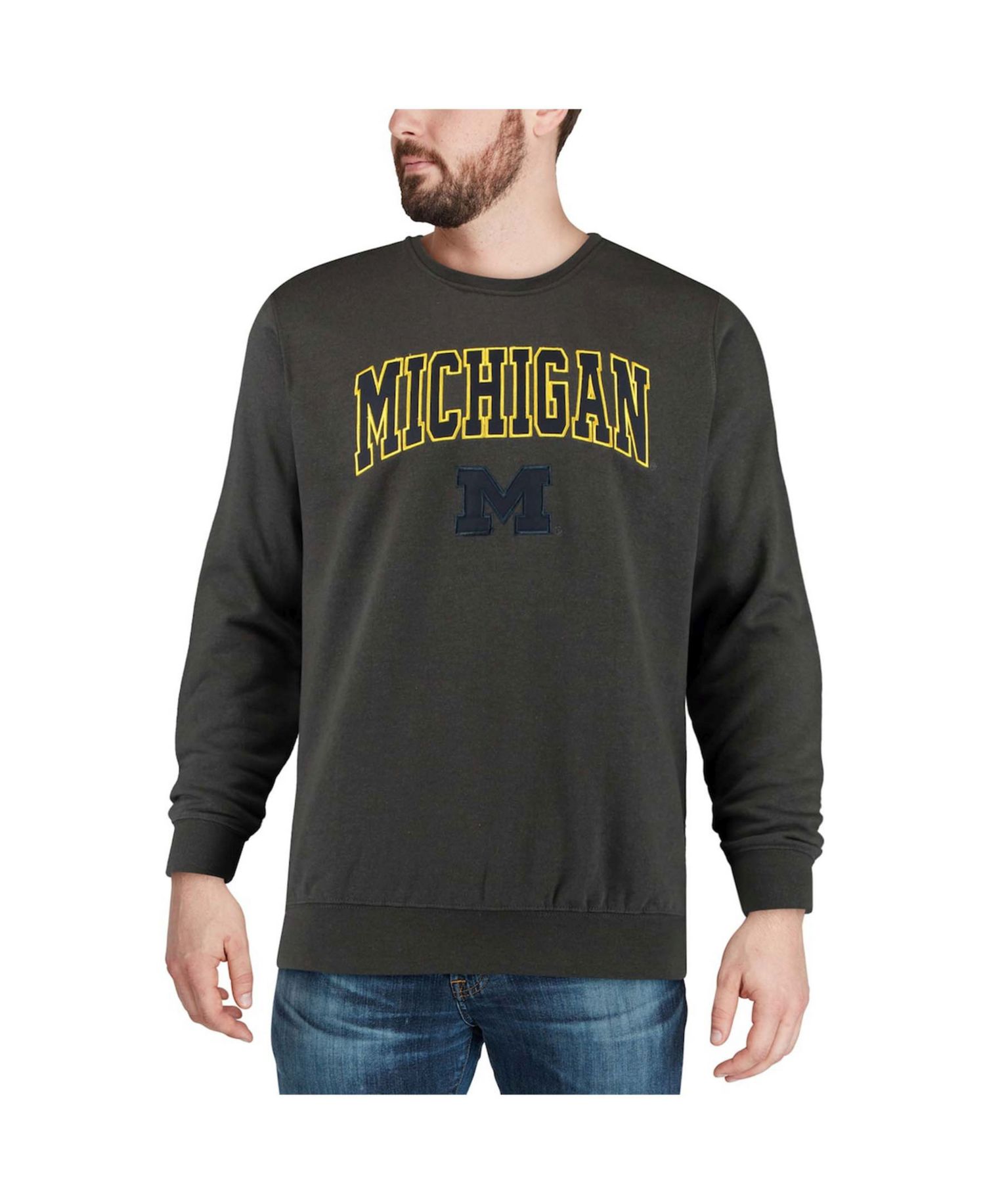 Men's Michigan Wolverines Arch & Logo Crew Neck Sweatshirt