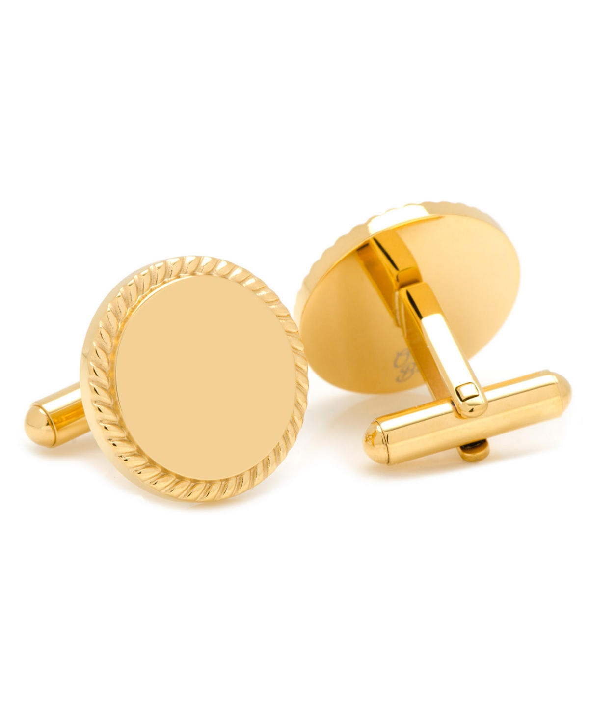 Cufflinks Inc. Ox and Bull Trading Co. Rope Border Round Engravable Cufflinks - Gold-Tone