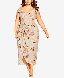 Trendy Plus Size Rose Petal Dress