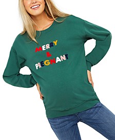 Merry & Pregnant Holiday Graphic-Print Maternity Sweatshirt