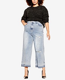 Trendy Plus Size Distressed Culotte Jeans