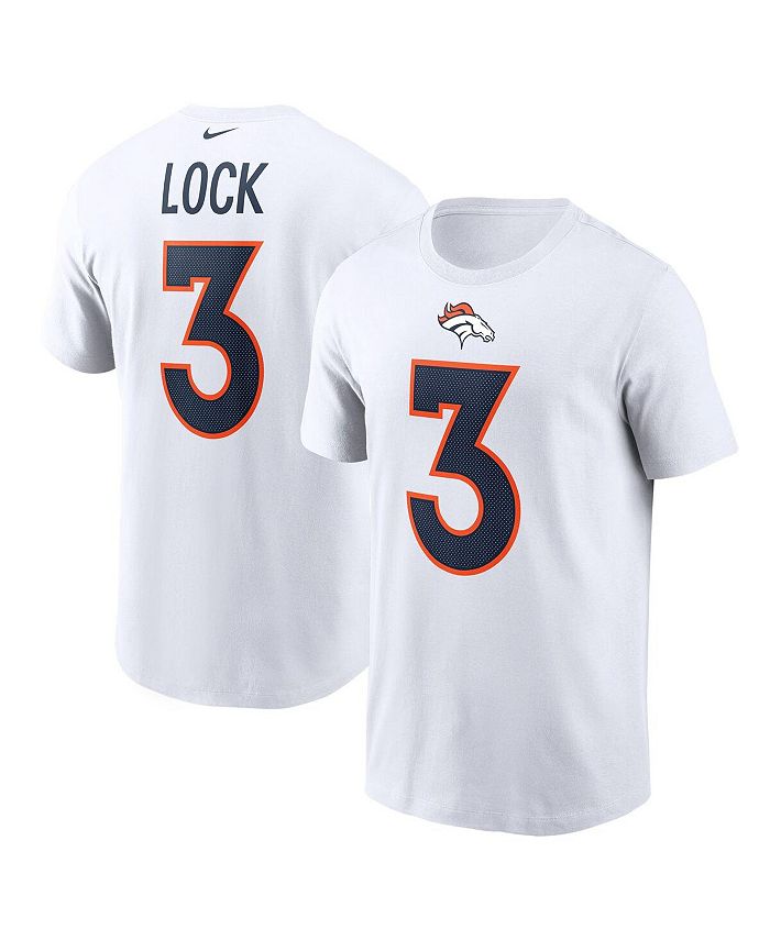 Nike Men s Drew Lock White Denver Broncos Name and Number T shirt