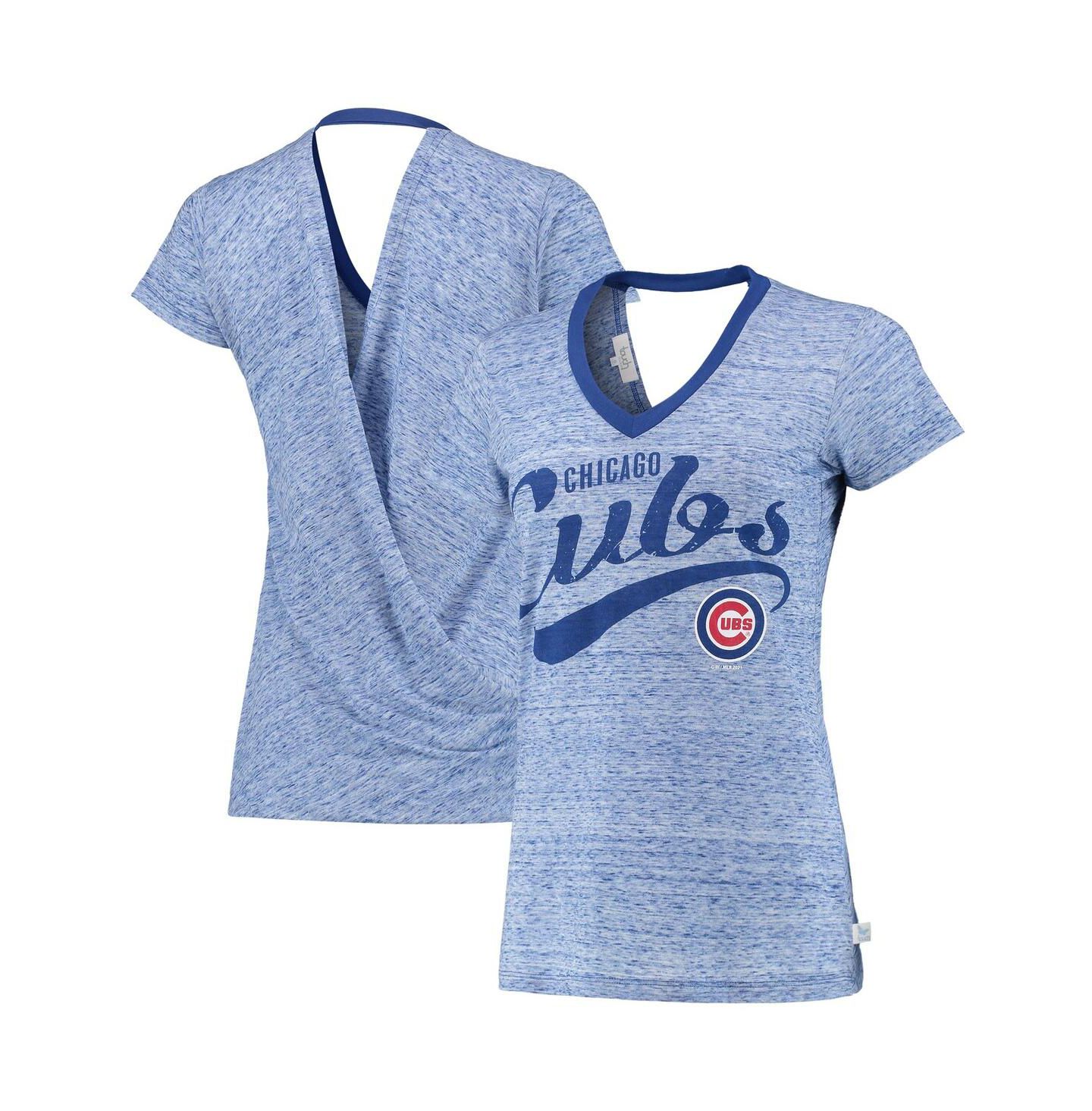 Женская футболка Touch Navy Chicago Cubs Hail Mary V-Neck Back Wrap — фото 2