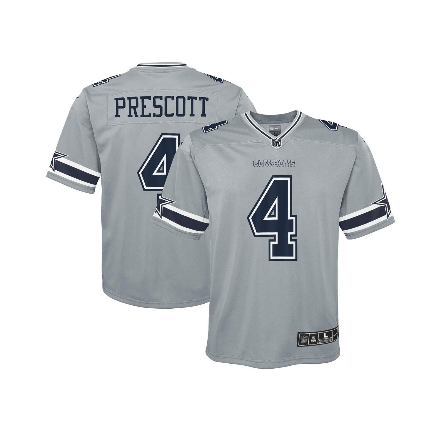Big Boys Dak Prescott Silver Dallas Cowboys Inverted Team Game Jersey