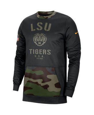 Men's Black, Camo LSU Tigers Military Appreciation Performance Pullover Sweatshirt