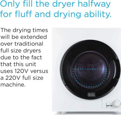 Standard Wall Outlet, Small, 4 Modes, Load Volume 13.2 lbs -Compact Dryer