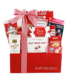 Happy Holidays Wooden Gift Basket