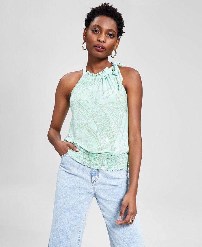 INC International Concepts Tie-Neck Halter Top, Created for Macy's - Macy's