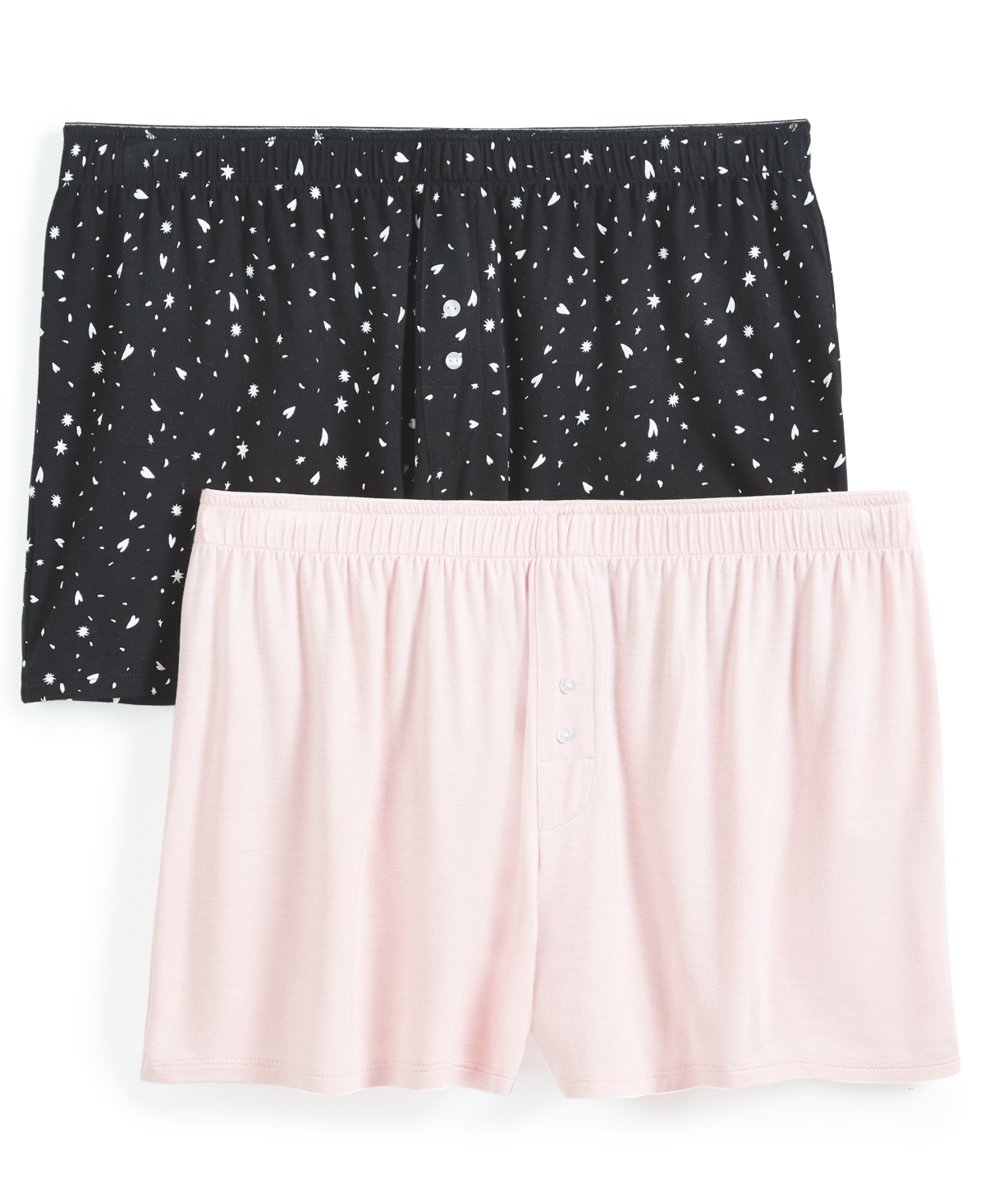 Jenni 2-pk. Core Boxer Shorts, Created For Macy's In Deep Black