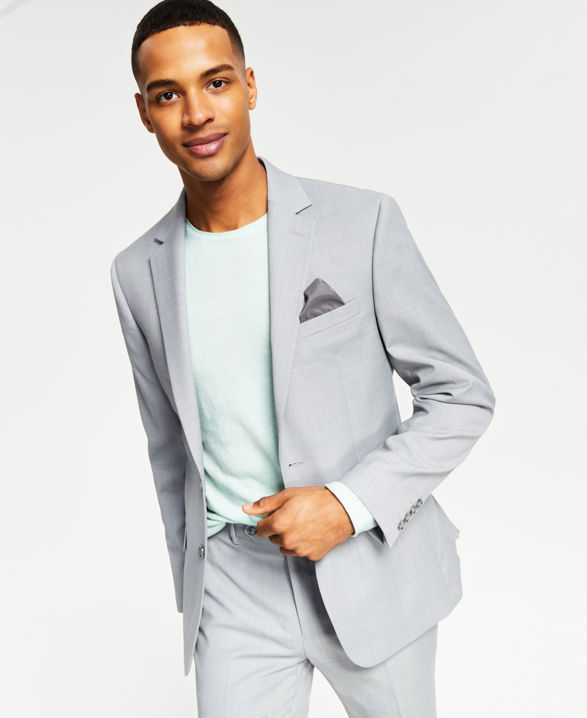 Shop Bar Iii Men's Skinny-fit Sharkskin Suit Jacket, Created For Macy's In Light Grey