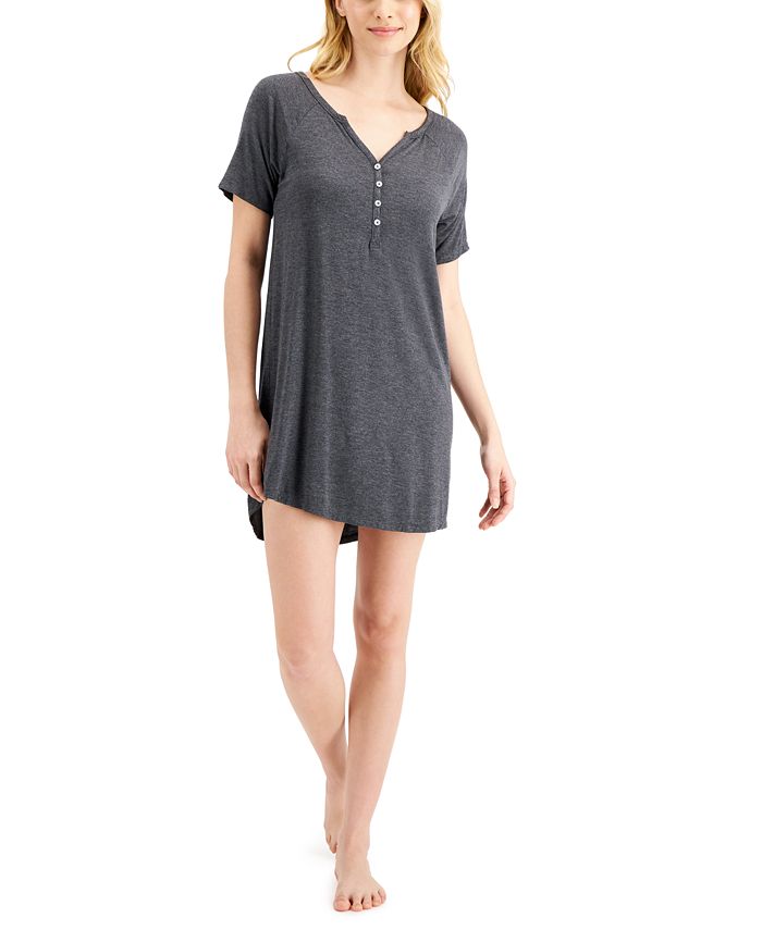 Alfani Short Sleeve Henley Sleep Shirt, Created for Macy's Macy's