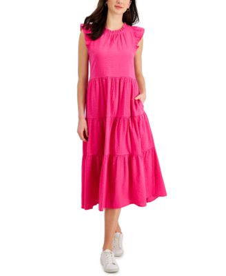 Charter Club - Women's Solid Cotton Tiered Dress