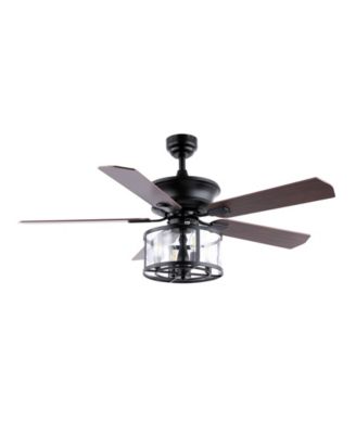 Braxton 4-Light Farmhouse Industrial Iron Drum Shade LED Ceiling Fan with Remote