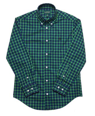 로렌 랄프로렌 보이즈 셔츠 Lauren Ralph Lauren Big Boys Plaid Dress Shirt,Green