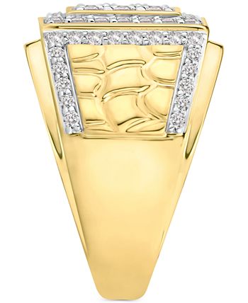 Macy's - Men's Diamond Cluster Nugget Ring (1-1/2 ct. t.w.) in 10k Gold
