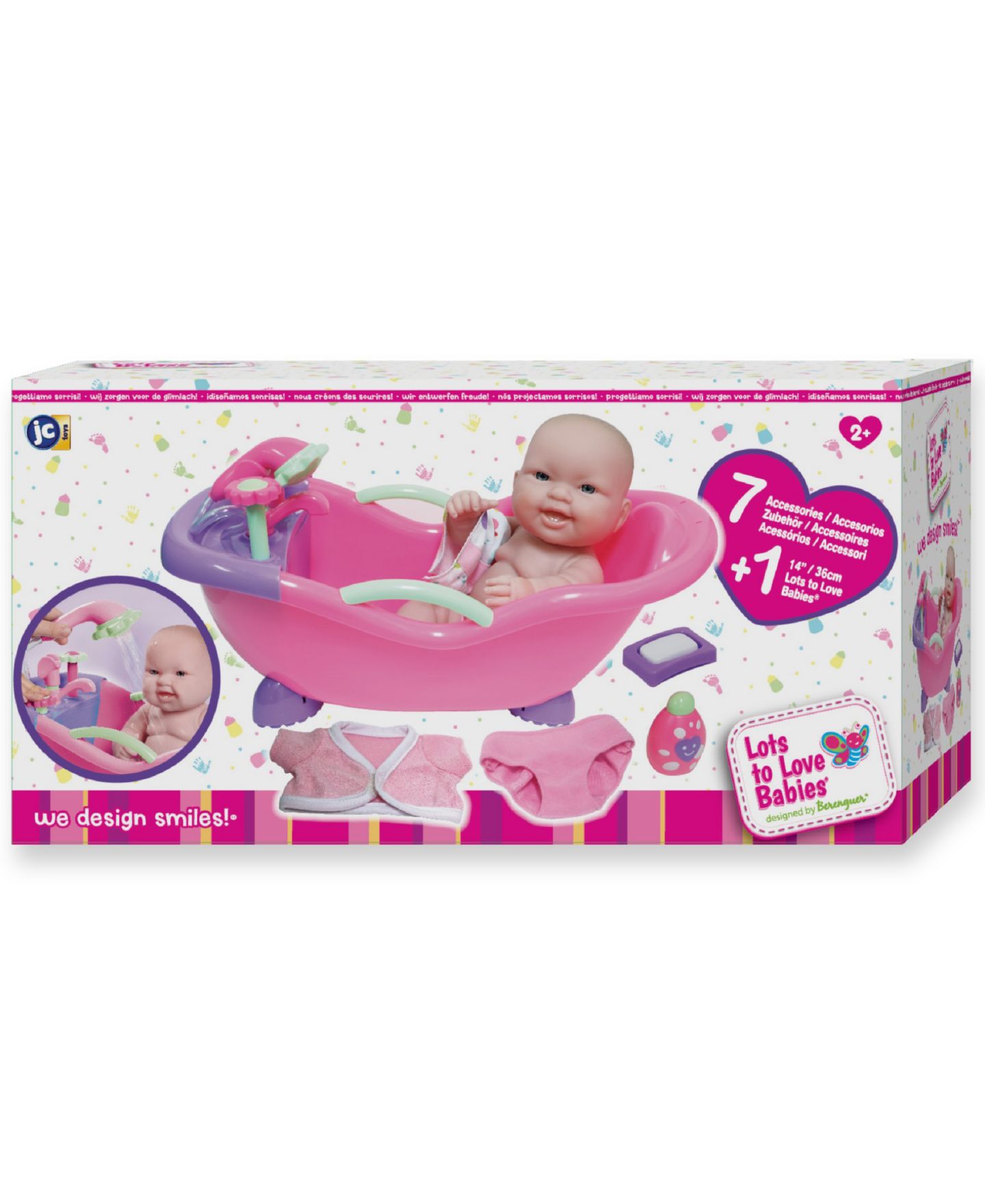 Детские куклы JC TOYS Lots to Love Babies 14" Washable Baby Doll with Working Bath, Ages 2+, 8-Piece Set — фото 5