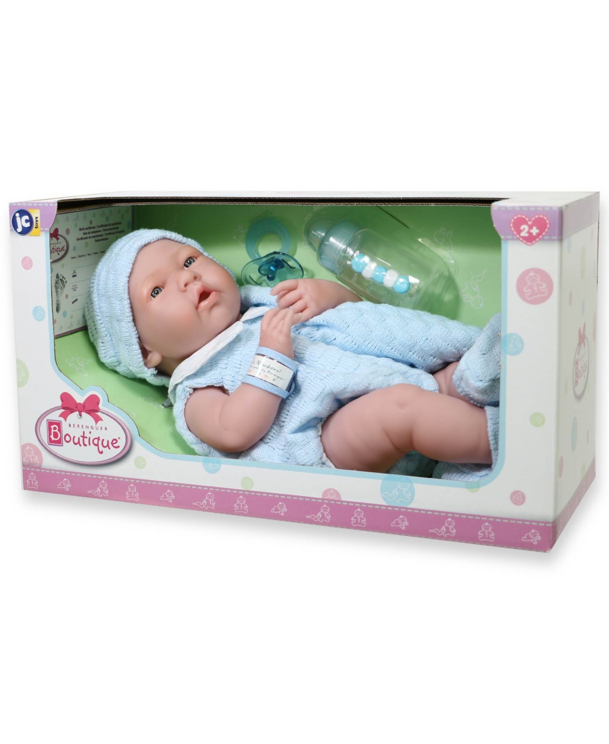 JC TOYS LA NEWBORN 15" REAL BOY BABY DOLL BLUE KNIT OUTFIT 
