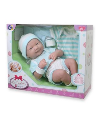 La Newborn Nursery 14" Smiling Baby Doll 8 Pcs Blue Gift Set