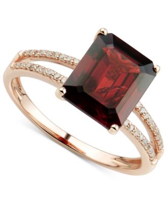 Garnet 3 3 4 ct. t.w. Diamond 1 10 ct. t.w. Ring in 14k Rose Gold Macy s