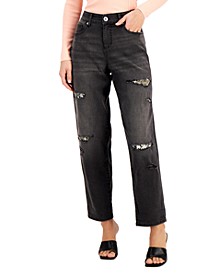 Distressed Detailed Boyfriend Dark Wash Jeans, Created for Macy's