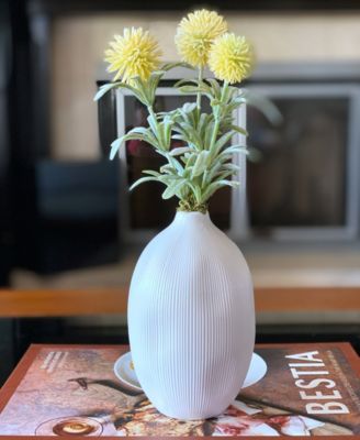 11" Artificial Pom Pom in Ceramic Vase