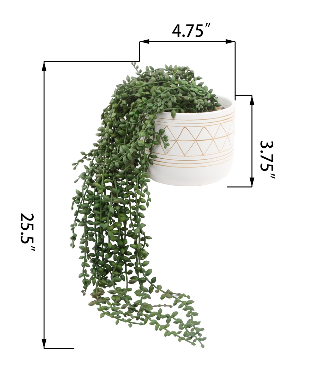 Flora Bunda 17.5" String Of Artificial Beads In 5" Geo Ceramic Pot In White,green-plants