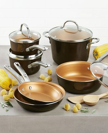 Ayesha Curry Ayesha Home Collection Porcelain Enamel Nonstick Cookware Set,  10-Piece, Basil Green 10295 - The Home Depot