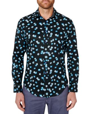 Tallia - Men's Slim-Fit Non-Iron Performance Stretch Floral-Print Shirt