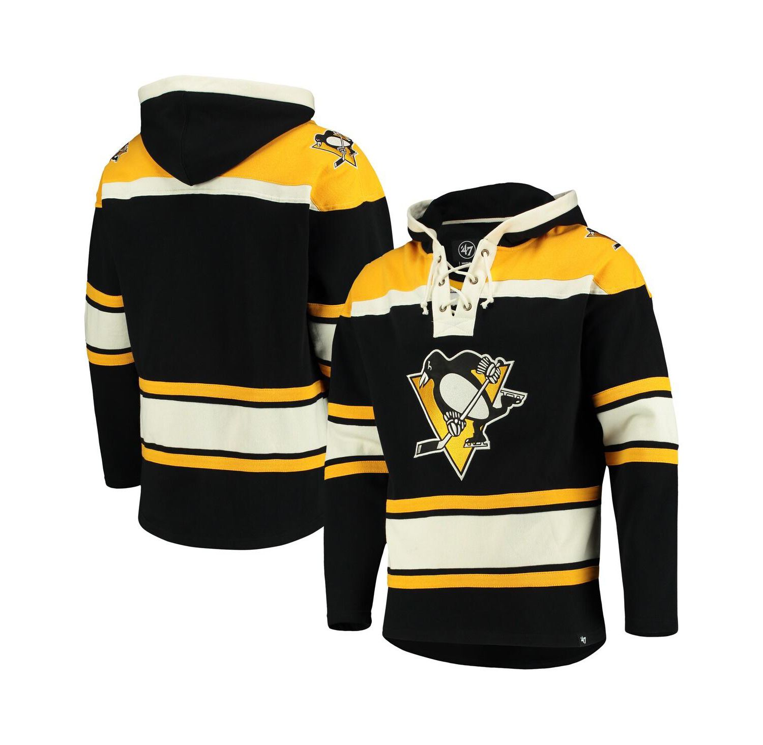 Men's Black Pittsburgh Penguins Superior Lacer Pullover Hoodie