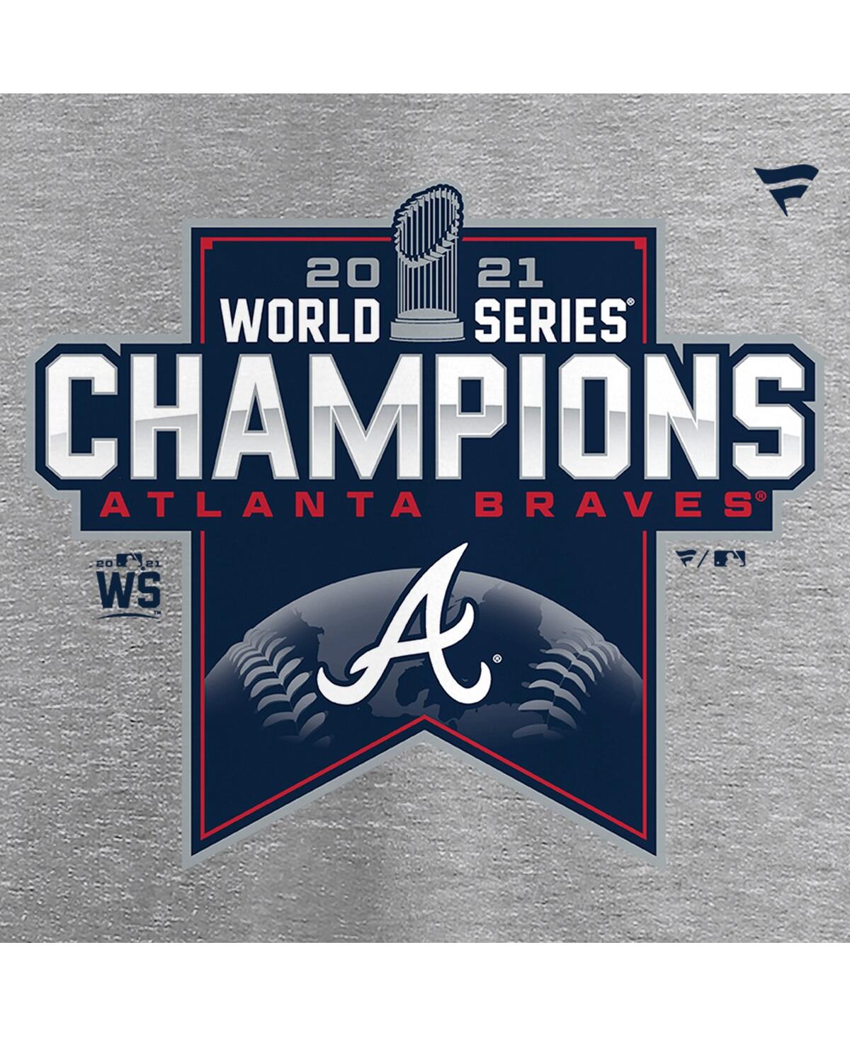 Men'sAtlanta Braves 2021 World Series Champions Locker Room Long Sleeve T-shirt - Heathered Gray