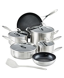 Stainless Steel Cookware Set with SteelShield Hybrid Stainless and Nonstick Technology, 11-piece, Silver