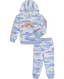 Baby Girls Rainbow Tie-Dye Hoodie Sweat-Suit, 2-Piece Set