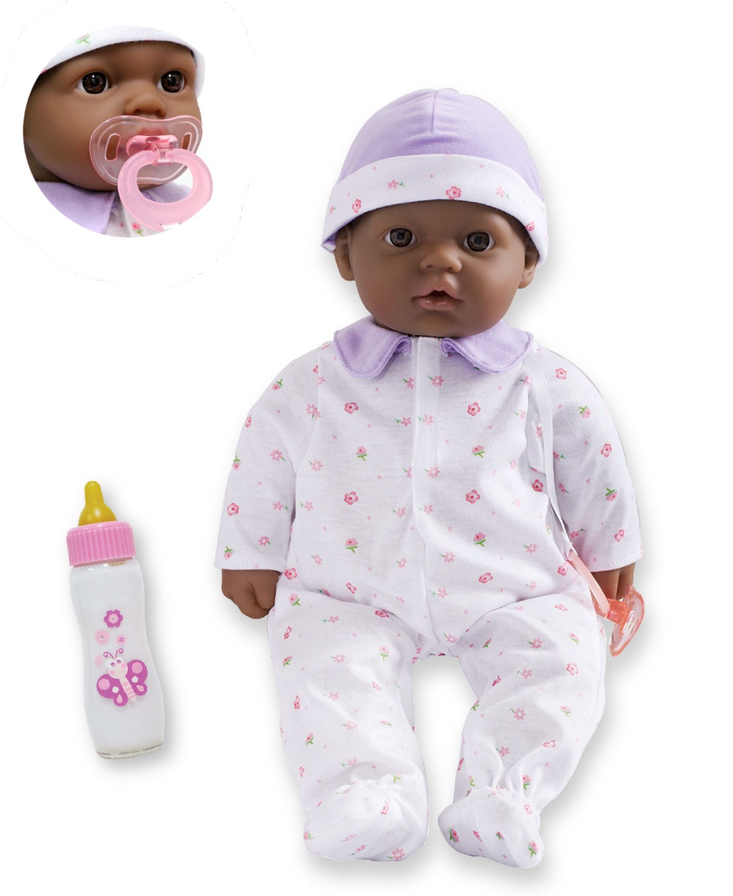 Детская кукла JC TOYS La Baby African American 16" Soft Body Baby Doll Purple Outfit — фото 1