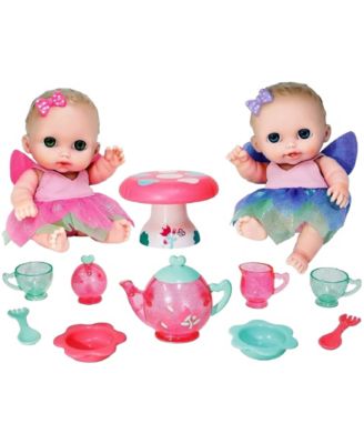 Lil' Cutesies Twins 8.5" All Vinyl Dolls Fairy Tea Set