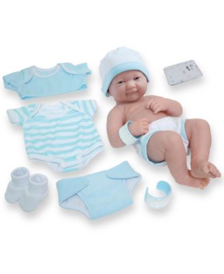 La Newborn Nursery 14" Smiling Baby Doll 8 Pcs Blue Gift Set
