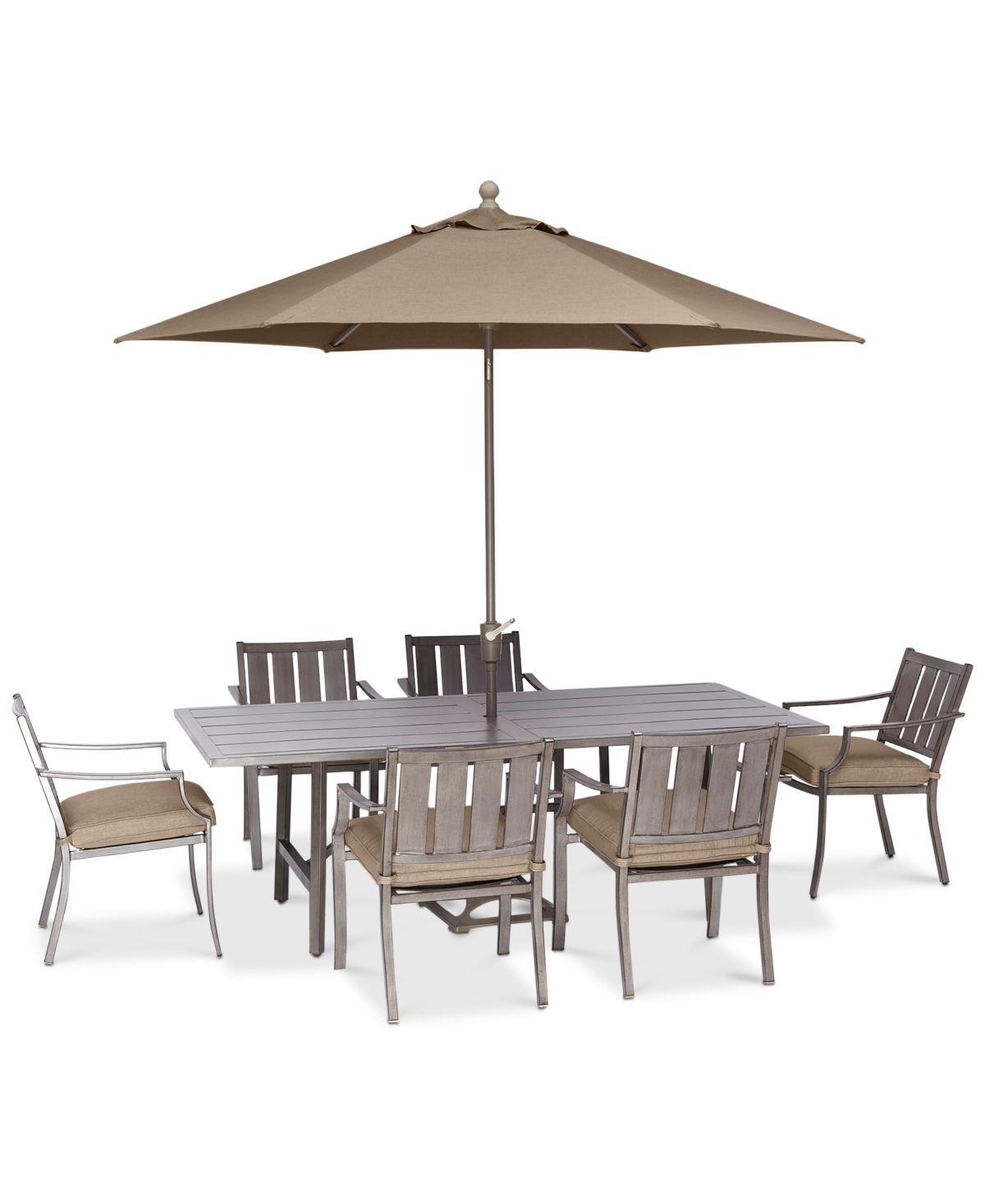 Agio Wayland Outdoor Aluminum 7-pc. Dining Set (84" X 42" Rectangle Dining Table & 6 Dining Chairs), Crea In Outdura Remy Pebble