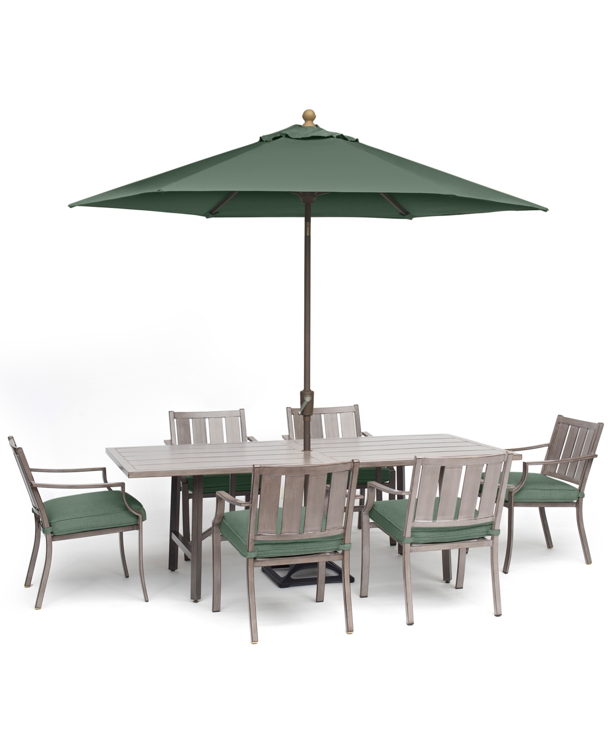 Agio Wayland Outdoor Aluminum 7-pc. Dining Set (84" X 42" Rectangle Dining Table & 6 Dining Chairs), Crea In Outdura Grasshopper