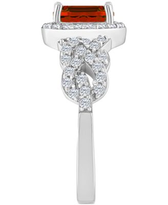 Rhodolite Garnett Blue Topaz (1 ct. t.w.) & White Topaz (1/2 ct. t.w.) Halo Braid Ring in Sterling Silver (Also in Citrine, Blue Topaz, Amethyst, & Peridot)