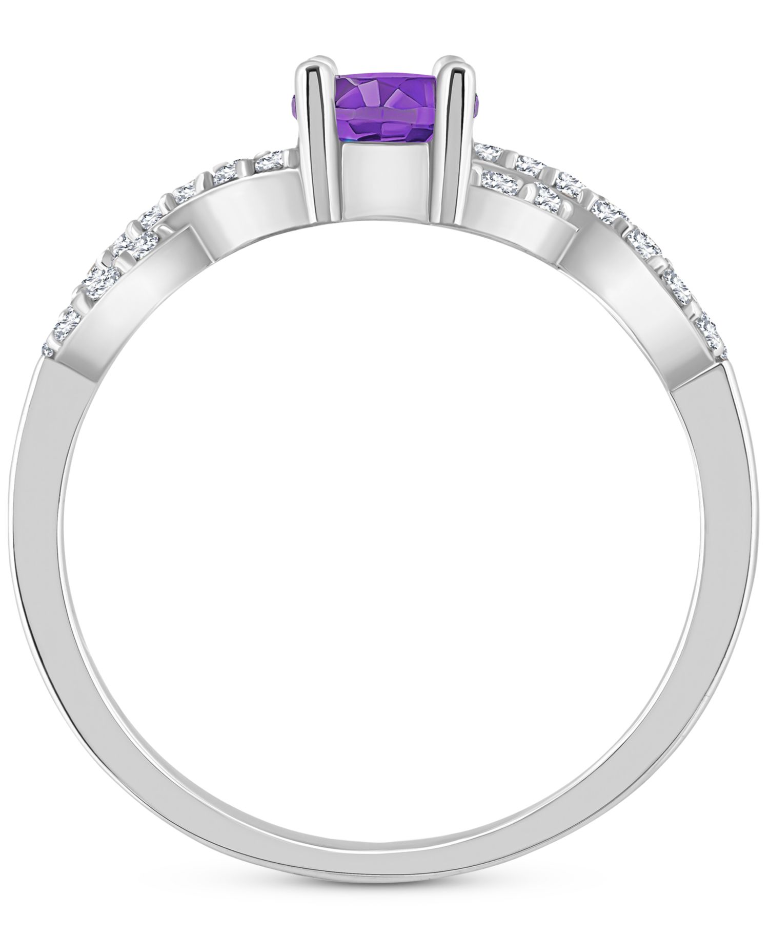 Rhodolite Garnet (1 ct. t.w.) & White Topaz (1/4 ct. t.w.) Twist Ring in Sterling Silver (Also in Citrine, Blue Topaz, Amethyst, & Periodt)