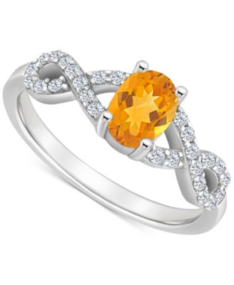 Rhodolite Garnet (1 ct. t.w.) & White Topaz (1/4 ct. t.w.) Twist Ring in Sterling Silver (Also in Citrine, Blue Topaz, Amethyst, & Periodt)