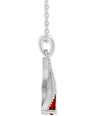 Rhodolite Garnet (1 ct. t.w.) & White Topaz (1/7 ct. t.w.) Looped 18" Pendant Necklace in Sterling Silver (Also in Citrine, Amethyst, Blue Topaz, & Peridot)