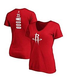 Women's Christian Wood Red Houston Rockets Playmaker Name Number V-Neck T-shirt