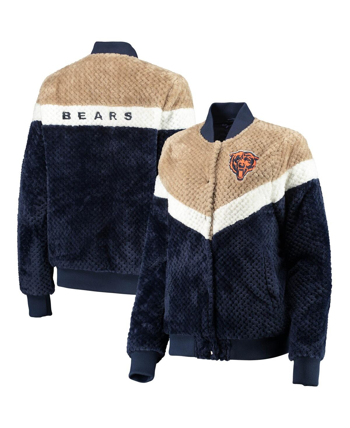 G-iii 4her By Carl Banks Women's Navy, Cream Chicago Bears Riot Squad Sherpa Full-snap Jacket In Navy,cream